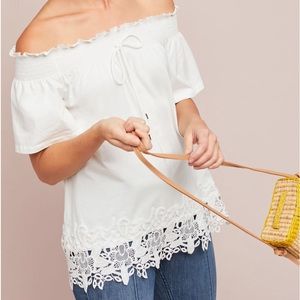 Anthropologie Blue Tassel Pressler Top
